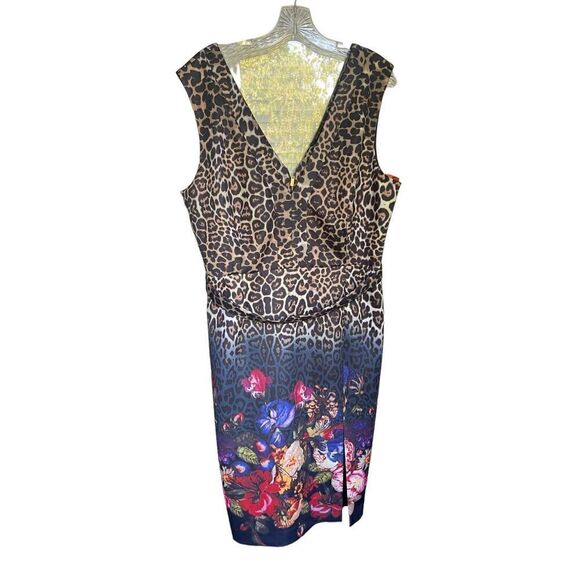 NWT Alberta Makali Sleeveless V Neck Leopard/ Floral Print Size XL - Picture 1 of 14